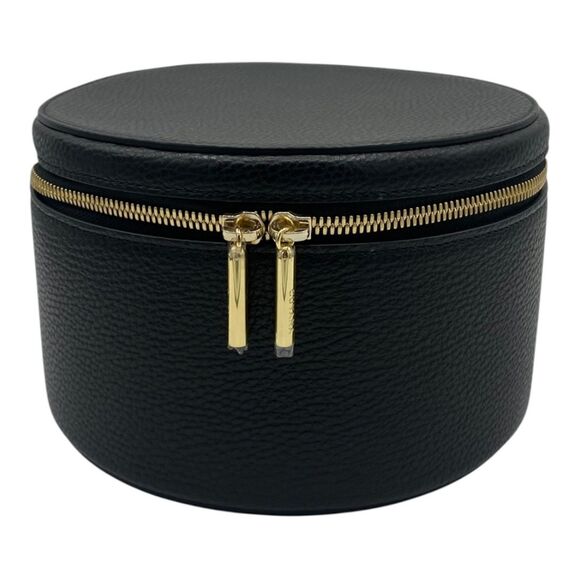 NWOT Cuyana Pebbled Leather Wellness Case Travel Jewelry Black Gold Hardware - Picture 1 of 9
